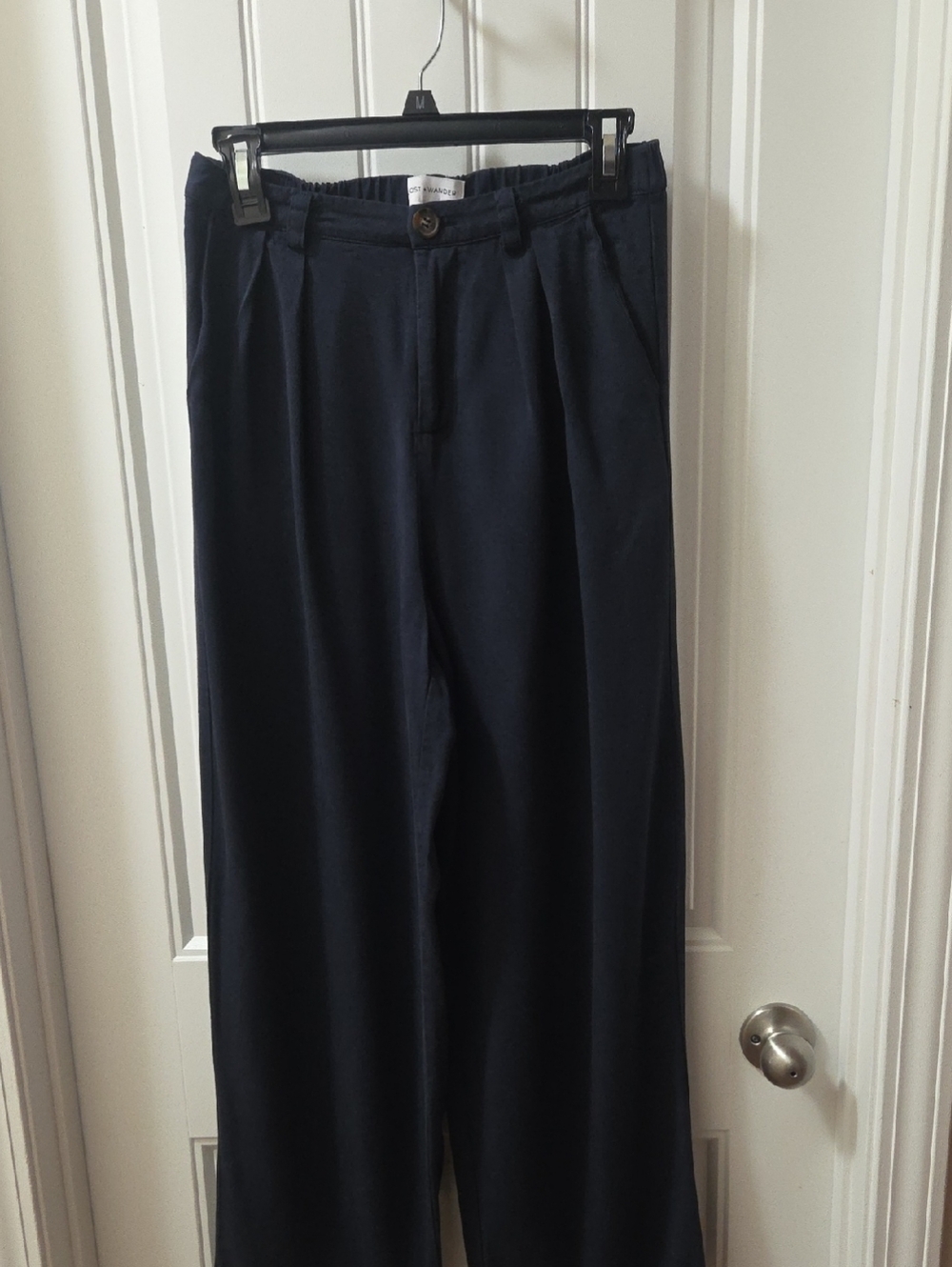 Lost & Wander Navy Wide-Leg Crop Trousers Size M